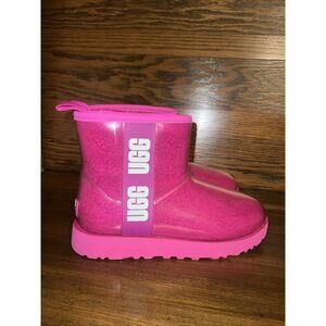 UGG CLASSIC CLEAR MINI ROCK ROSE PINK WATERPROOF ANKLE BOOT SIZE 7 WOMEN